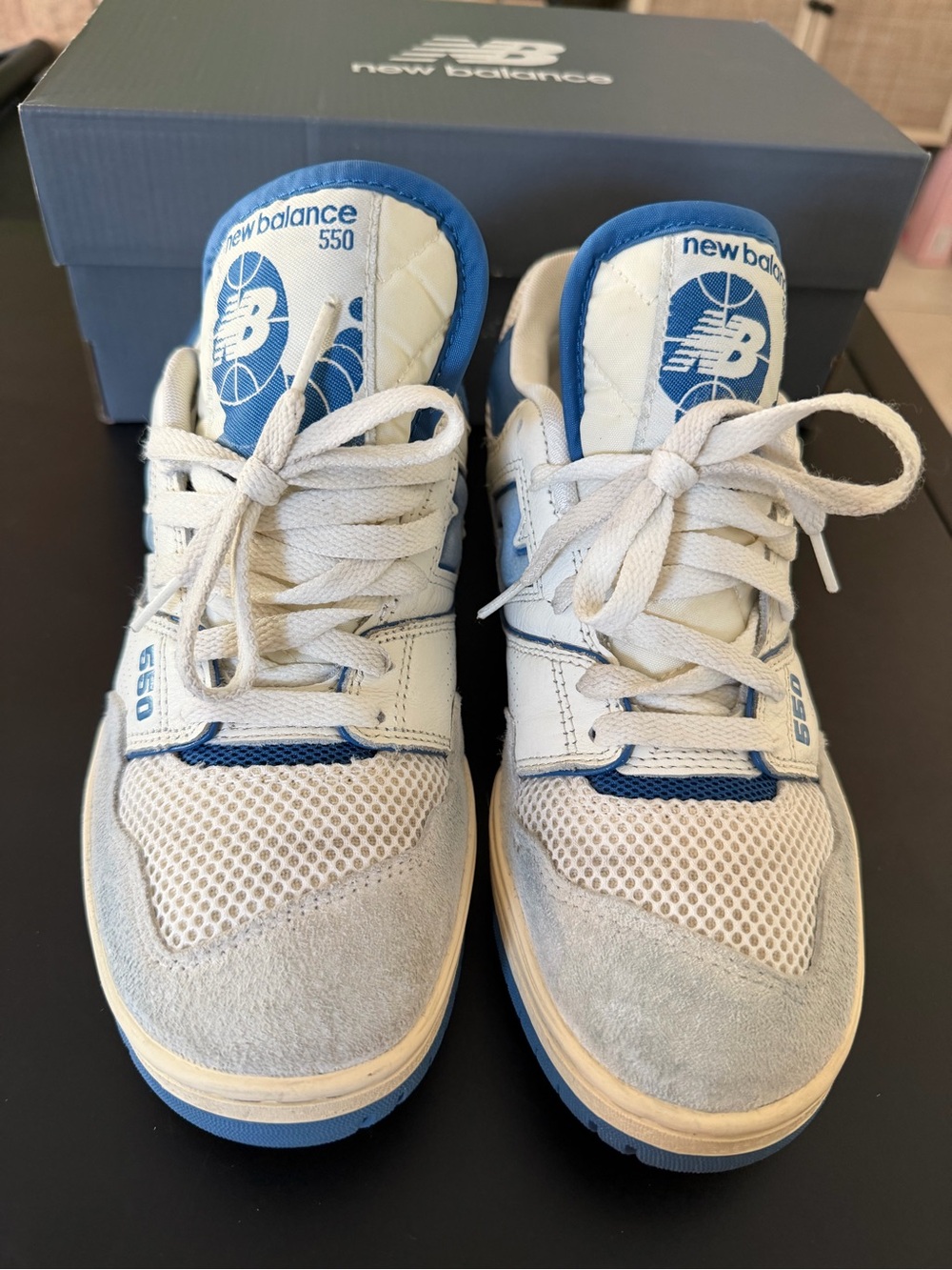 Size 8 - New Balance Men's 550 Sea Salt Pack - Blue Agate Used